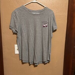 Gray T-Shirt with Embroidered Design